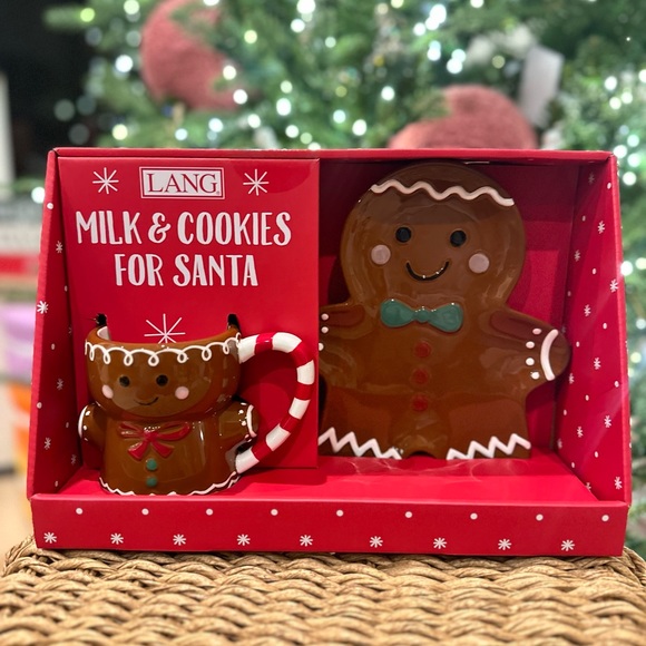 Lang Milk and cookies for Santa kid Christmas plate mug gingerbread - Picture 2 of 7